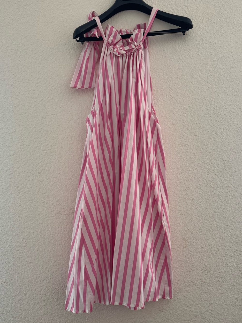 Pink White Sleeveless Striped Swing Dress
